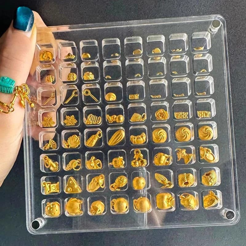 36/64/100 Acrylic Grills Small Gold Bean Storage Box Gold Transfer Gold Disappearance Pendant Box Collection Box Antioxidant View Box