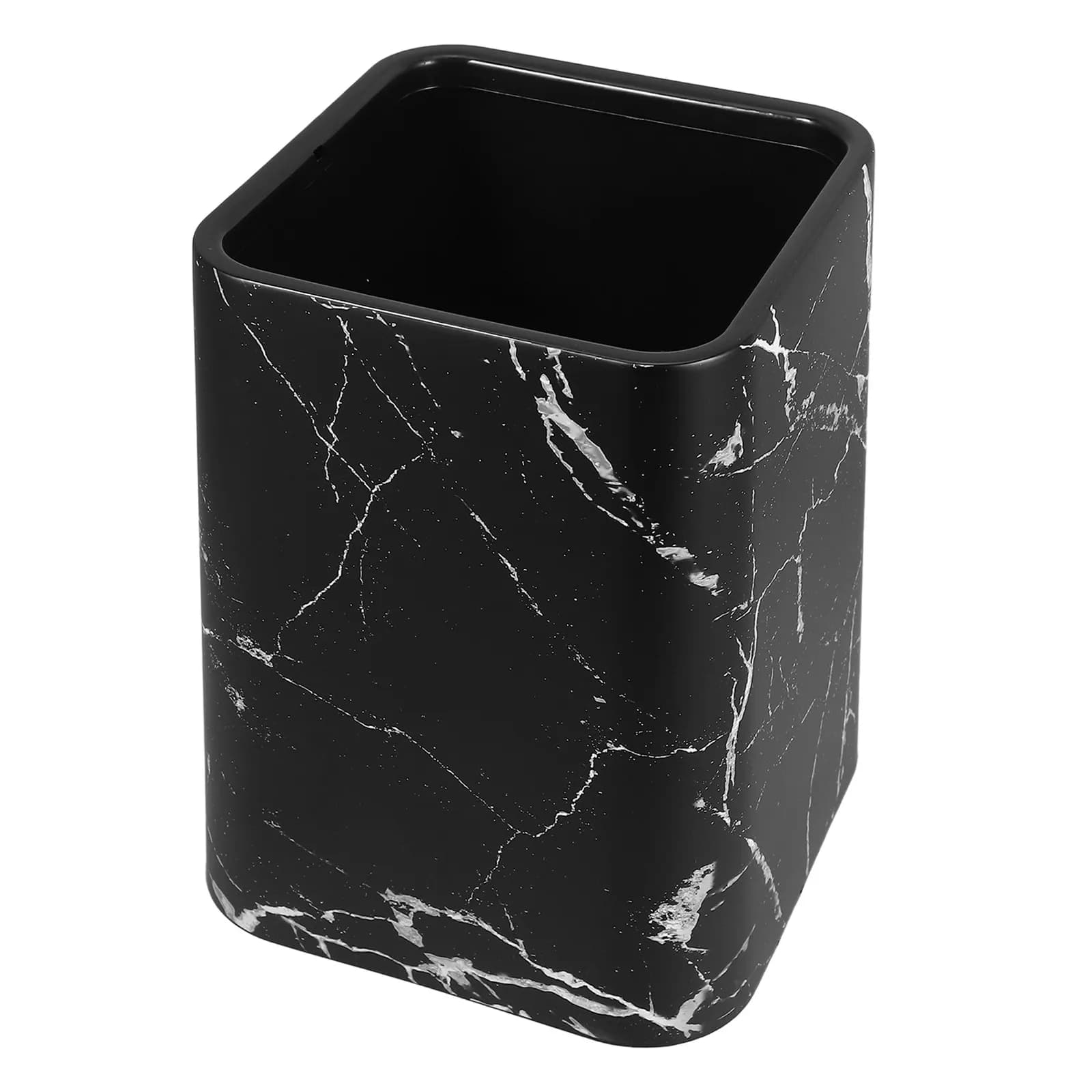 Marble Trash Can for Bathroom Kitchen Bedroom Office Double Layer Wide Opening Easy Clean PP Material Modern Waste Basket