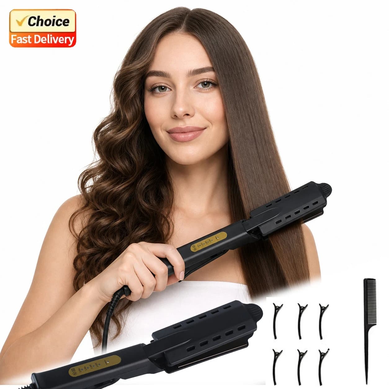 Piastra per Capelli 2026 Nuova con Quattro Livelli di Temperatura, in Ceramica Tormalina Ionica, Piastra Larga per Donna, Uso Domestico e Professionale