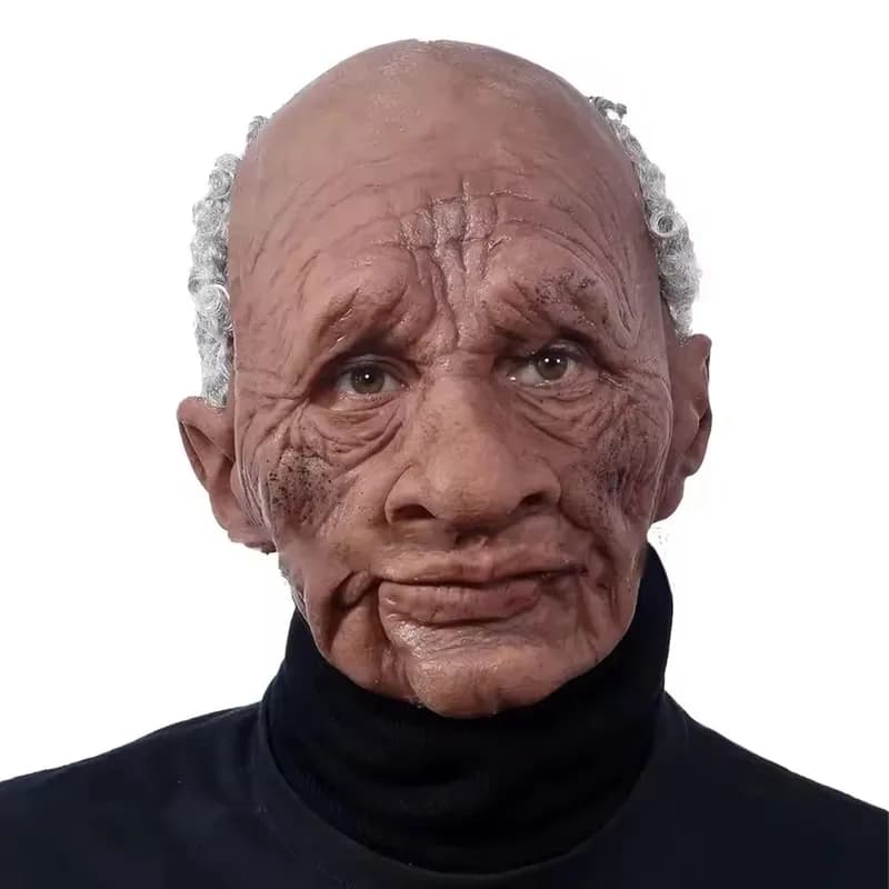 Nero Donna anziana Uomo Rughe Testa intera Nonno Nonna Maschera per il viso Festa di Halloween Puntelli Cosplay Forniture kn.7