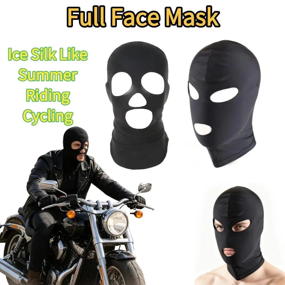 Balaclava Full Face Mask 3/4 Hole IceSilk UV Protection Windproof Breathable Hood For Motorcycle Biker Ski Helmet Liner Cap
