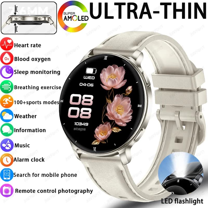 Nuovo Smartwatch da Donna 2026 con Schermo AMOLED HD Ultra-sottile da 1,32 Pollici, Braccialetto Fitness Sportivo, Quadrante Personalizzabile, Chiamate Bluetooth