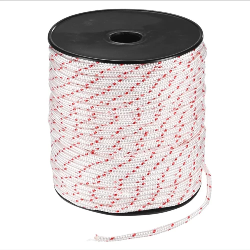 6mm 100m Pull Start Rope Red White Cord For Chainsaw Lawn Mower Grass Trimmer Engine Repair Replacement Utility Accessory