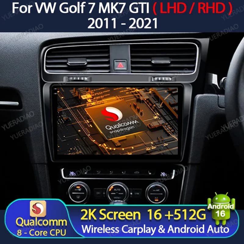 Android 15 Autoradio Per Volkswagen VW Golf 7 MK7 GTI 2012 - 2021 Lettore Video Multimediale Senza Fili Carplay Auto 4G WIFI NAVI GPS