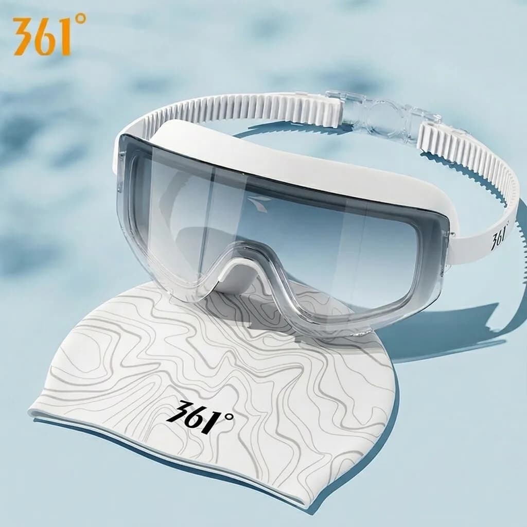 361 swimming goggles high-definition large-frame waterproof and anti-fog diving swimming glasses and swimming cap set
