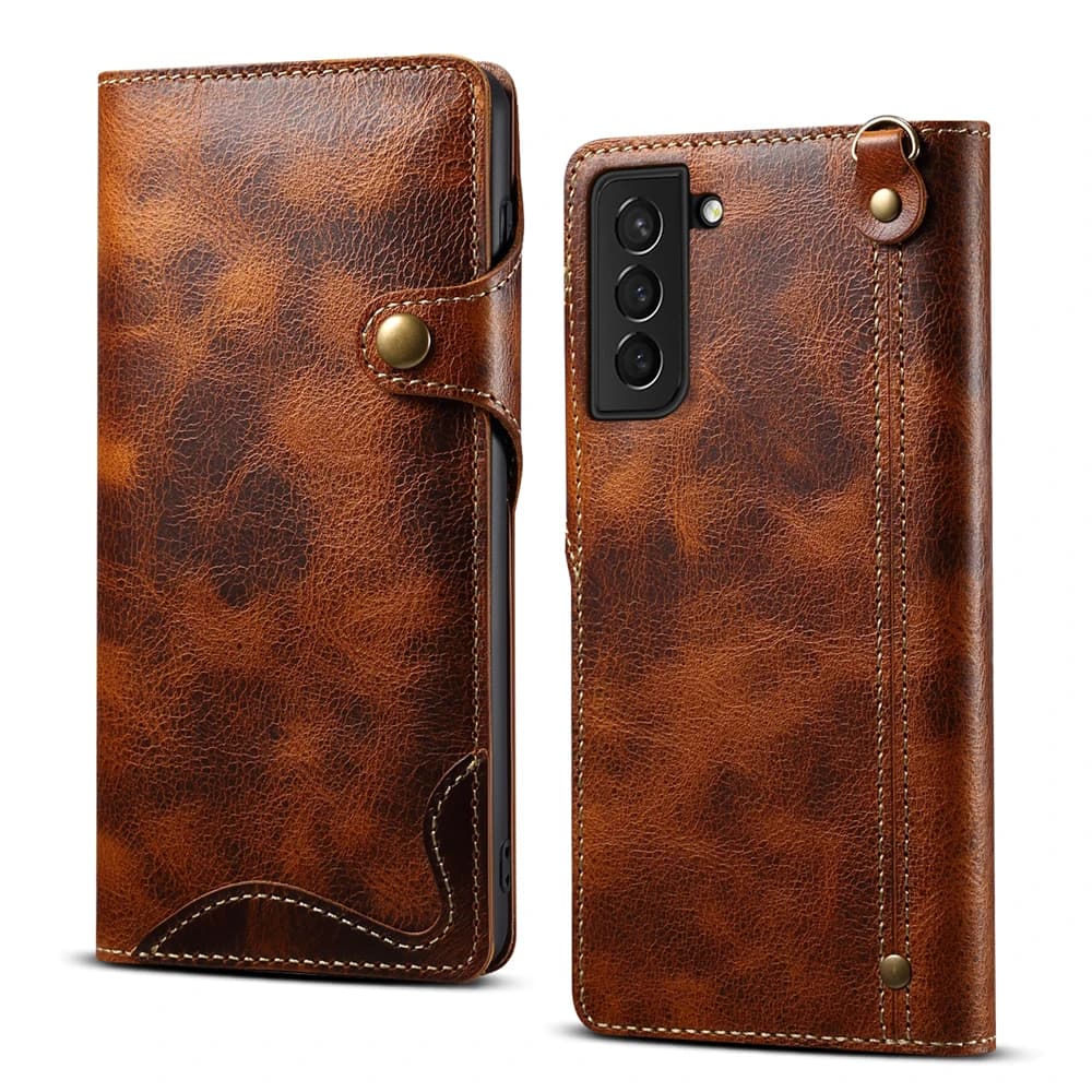 Custodia in vera pelle al 100% per Samsung Galaxy S25 S24 S23Ultra S22 S21 S20Plus Nota 9 10 20 Ultra Borsa per carte Portafoglio in pelle di vacchetta Copertina morbida