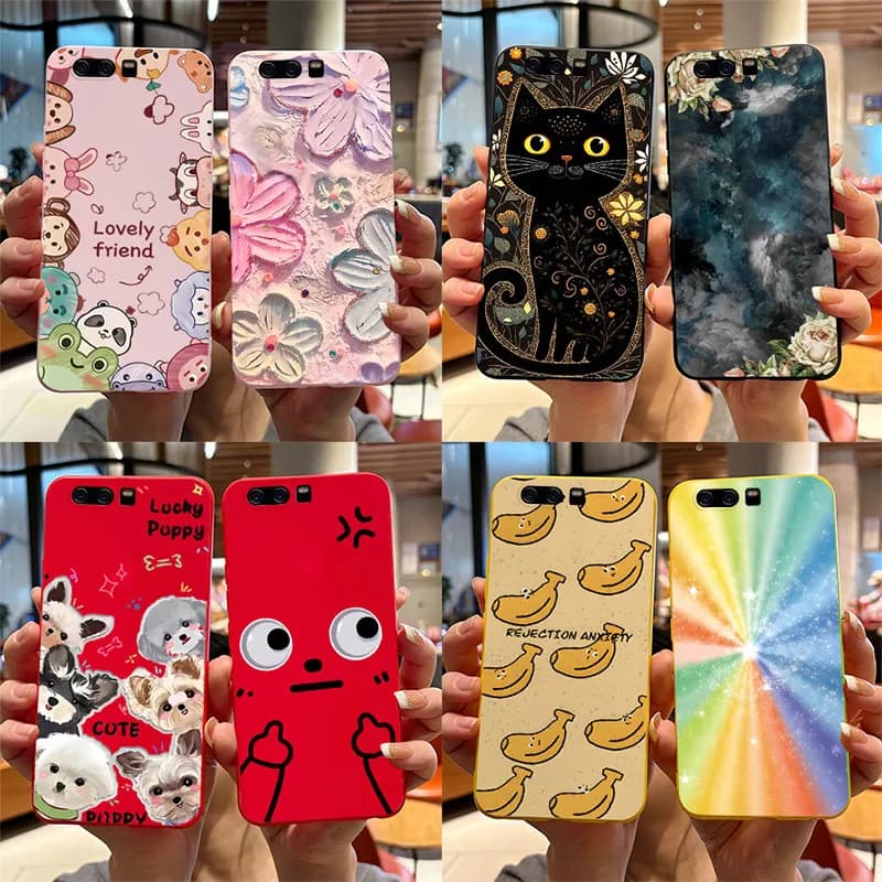 Custodia per Huawei P10 P 10 Lite P10 Plus Copertura del telefono Simpatico gatto Cartoon Cucciolo di cane Morbido TPU Capa Coque Funda per Huawei P10 Lite Plus