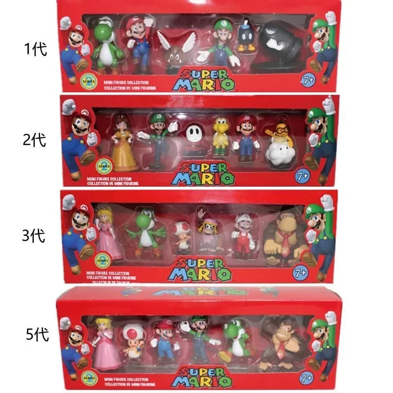 Set di Action Figure in PVC di Super Mario Bros, Modellini di Luigi, Yoshi, Donkey Kong e Fungo, Giocattoli per Regali di Compleanno e Natale per Bambini