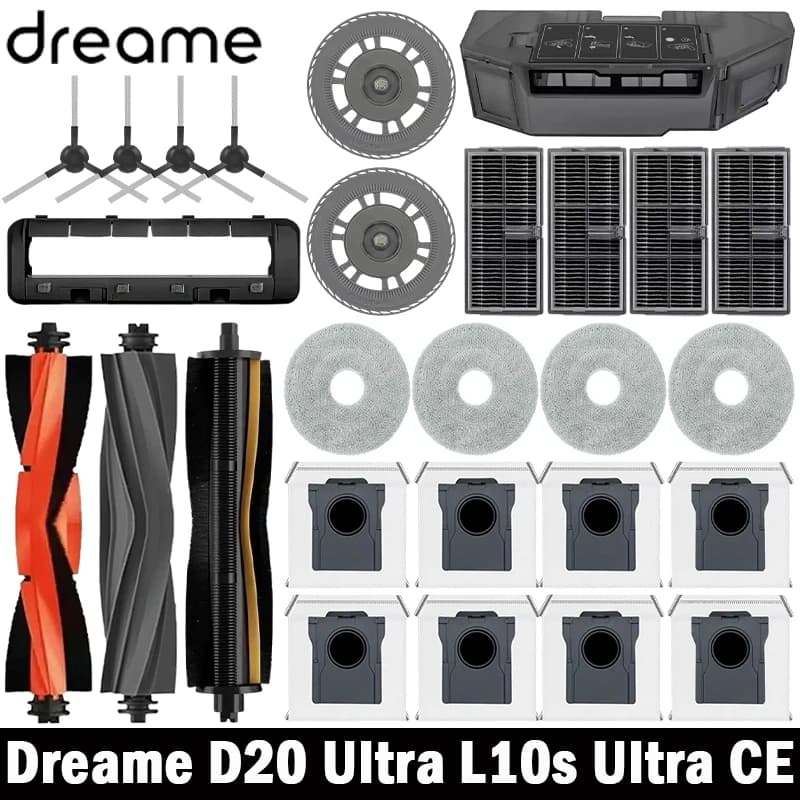 Dreame D20 Ultra / L10s Ultra CE Robot Vacuum Cleaner Accessories Main Side Brush Mop Cloth Hepa Filter Dust Bag Spare Parts