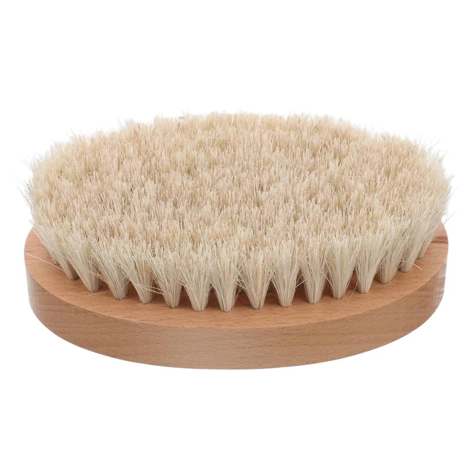 Horsehair Shoe Brush Wooden Handle Round Head Soft Bristles Polishing Cleaning PU Boots Dust Portable Boot Brush