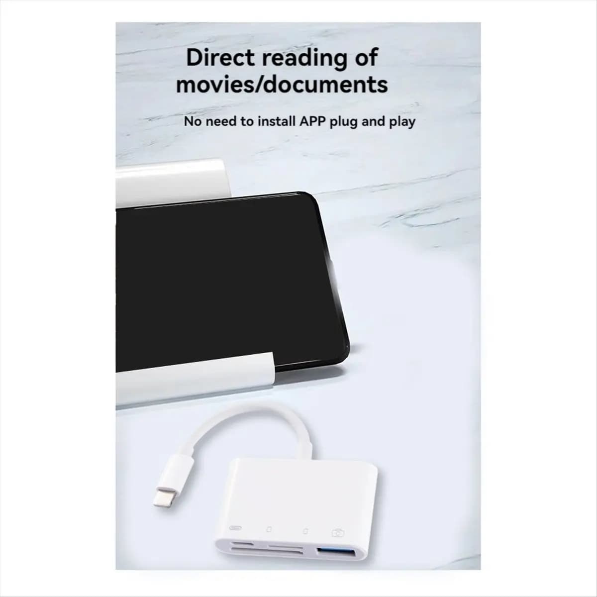 AABFK Lettore di schede OTG USB 4 in 1 compatibile con scheda SD/TF Espansore di memoria per fotocamera per iPhone Porta IOS a ricarica rapida