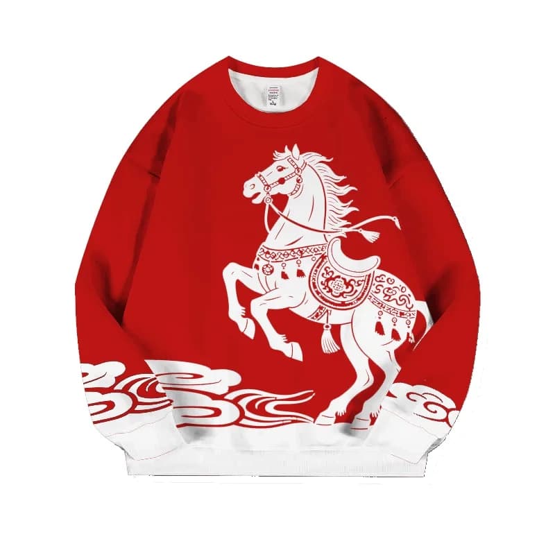 Felpa con Cappuccio Unisex per Tutto l'Anno 2026, Abbigliamento di Capodanno alla Moda, Felpa Multicolore in Misto Poliestere a Maniche Lunghe Casual