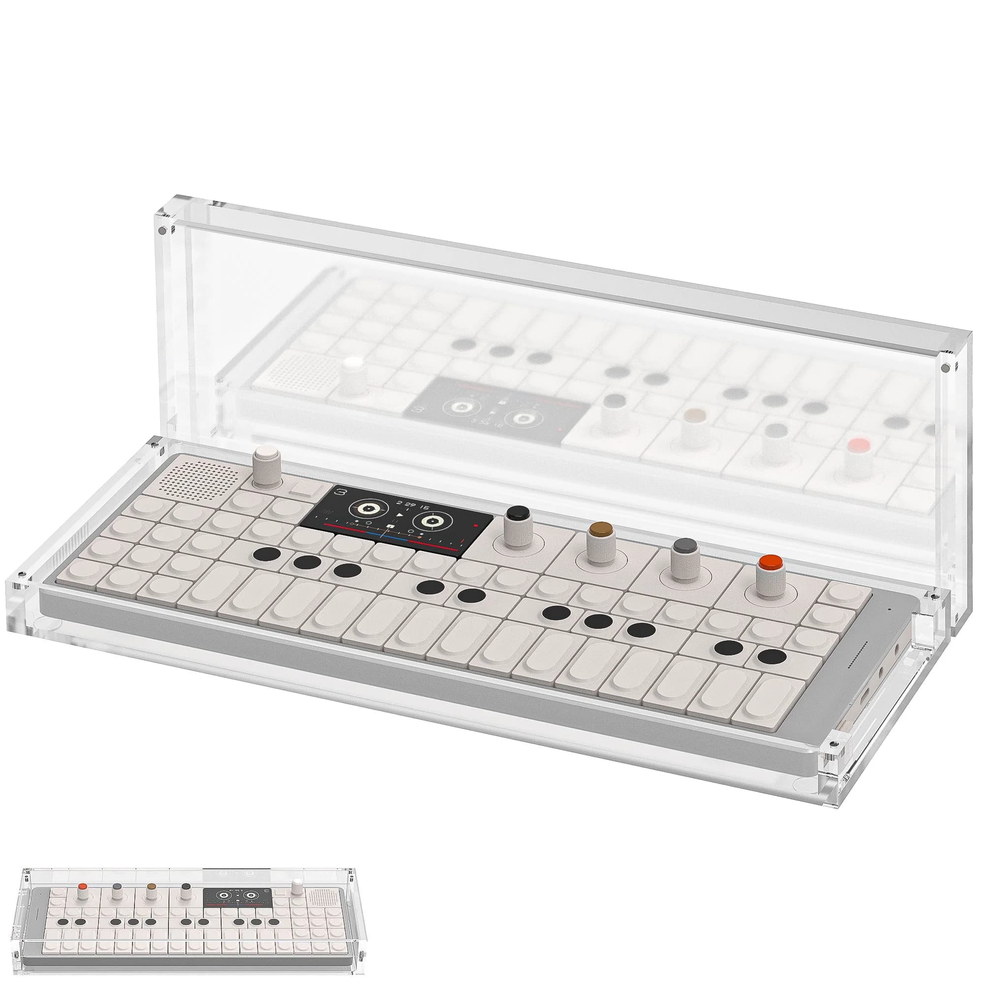 Geekria Synthesizer Custodia protettiva in acrilico trasparente, copertura antipolvere con chiusura magnetica, compatibile con Teenage Engineering OP-1 Field