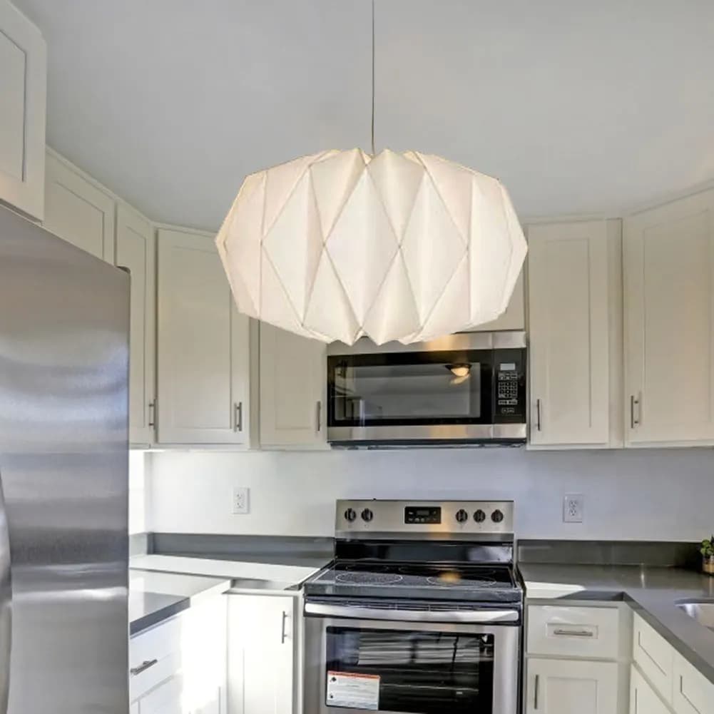 Nordic Creative Paper Origami Lantern Shade Foldable Pendant Light Art Decor for Living Room Dining Room Exhibition Hall