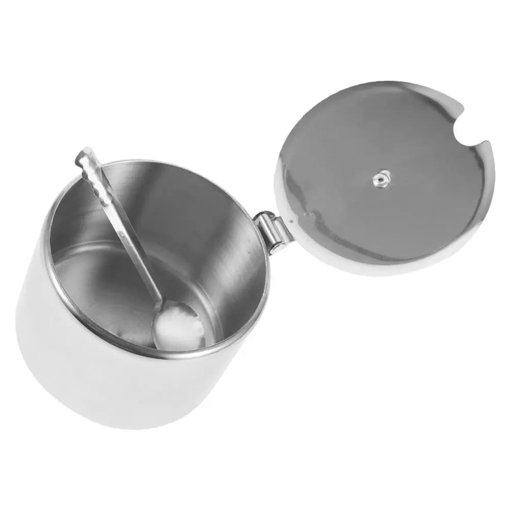 2Sets Stainless Steel Seasoning Jar Set Sugar Salt Pepper Container with Spoon Compact Spice Storage Canister for Countertop