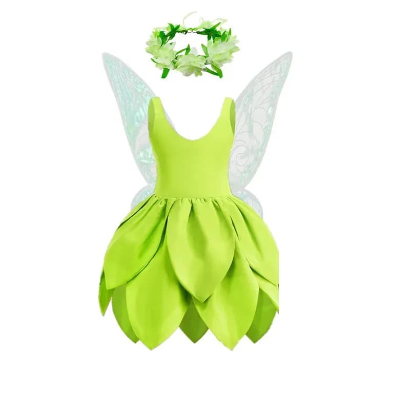 lHalloween Cosplayl Ragazza Baby Tinker Bell Abito da fata verde Bambini Asilo Abiti per spettacoli teatrali Bambini Elfo di lusso Cosp