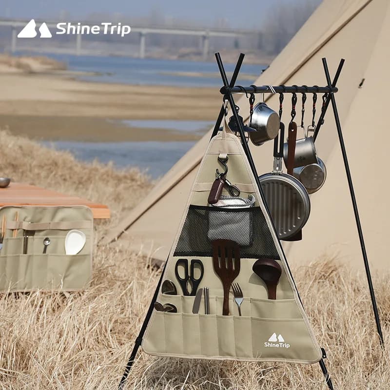 Large-Capacity Tripod For Outdoor Camping, Tableware Organizer, Picnic Sundries Storage Bag, A498