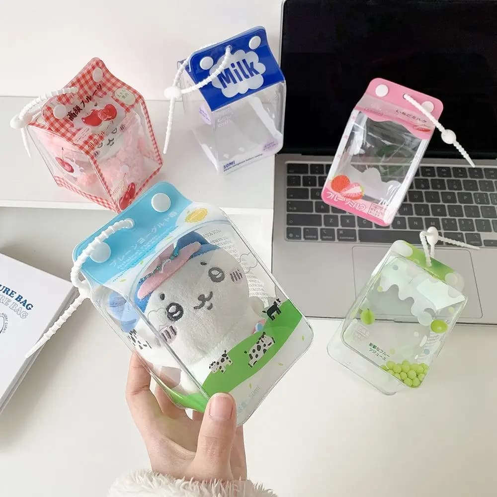 Borsa porta bambole 3D in PVC trasparente a forma di cartone, custodia portatile per esposizione di personaggi, organizer per giocattoli e collezionabili per studentesse