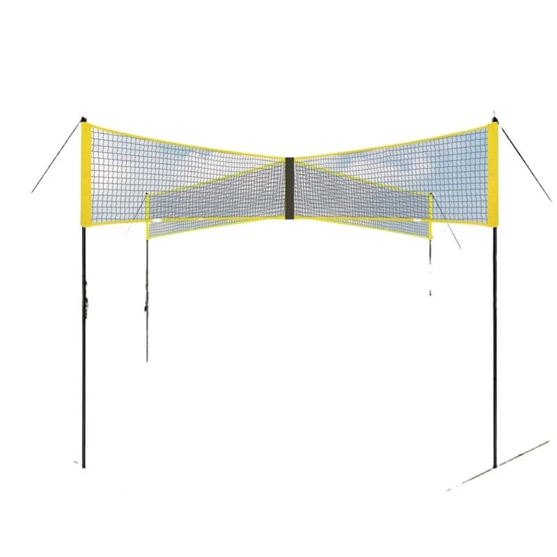 Set di rete da beach volley portatile, rimovibile, a croce, a quattro lati