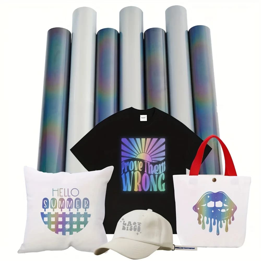1 Pack, 12" X 6ft Reflective HTV Vinyl,Heat Transfer Vinyl For T Shirt, Iron On Vinyl For All Cutter Machine, Permanent Vinyl
