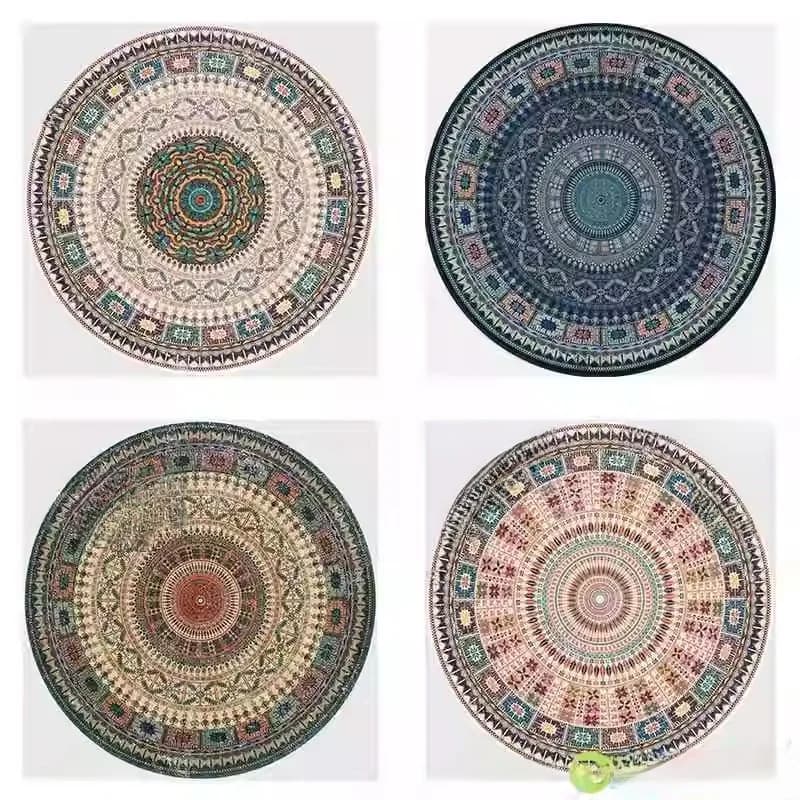 Nordic Style Round Carpet, Yoga Mat, Bedroom Carpet and Living Room, Small Polyester Mat Machine Fabric