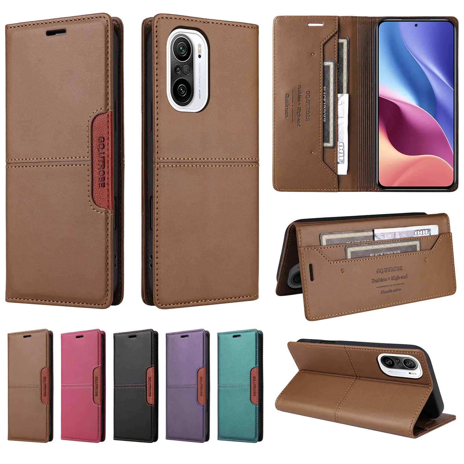 Custodia a Portafoglio in Pelle con Blocco RFID e Chiusura Magnetica per Xiaomi 15T Poco X8 Pro Redmi 15C 14C 13C A5 Note 15 Pro+ 14S