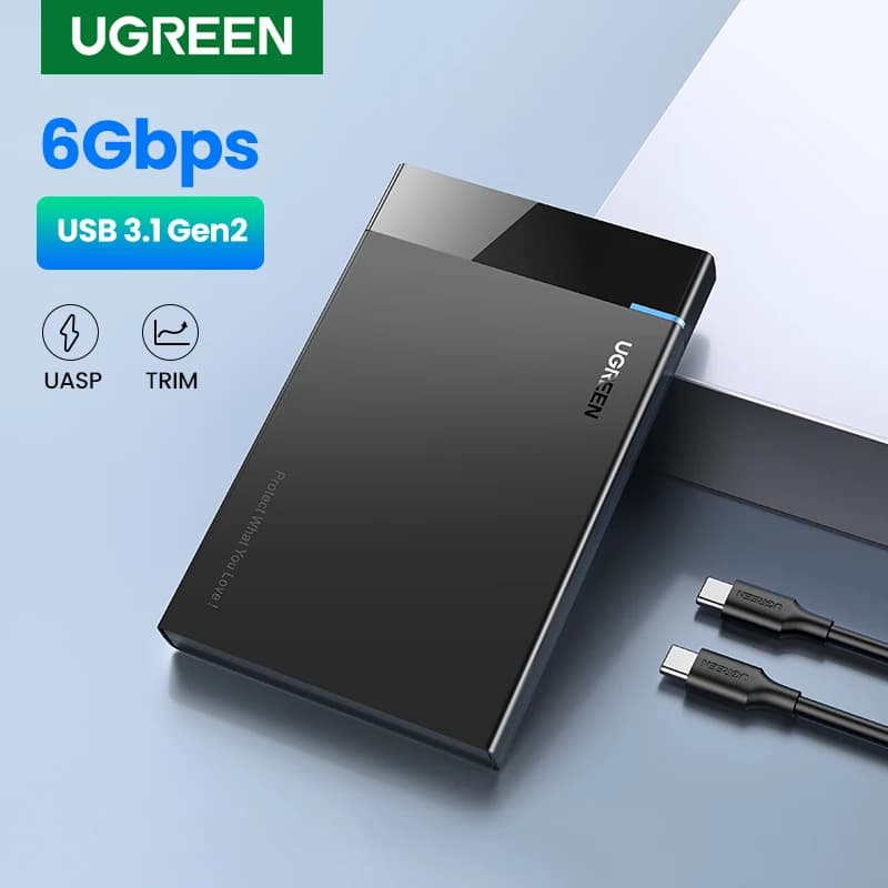 UGREEN HDD Case 2.5 "custodia per disco rigido USB tipo C SATA 5Gbps per SSD HDD 9.5 7mm custodia per disco rigido esterno supporto UASP