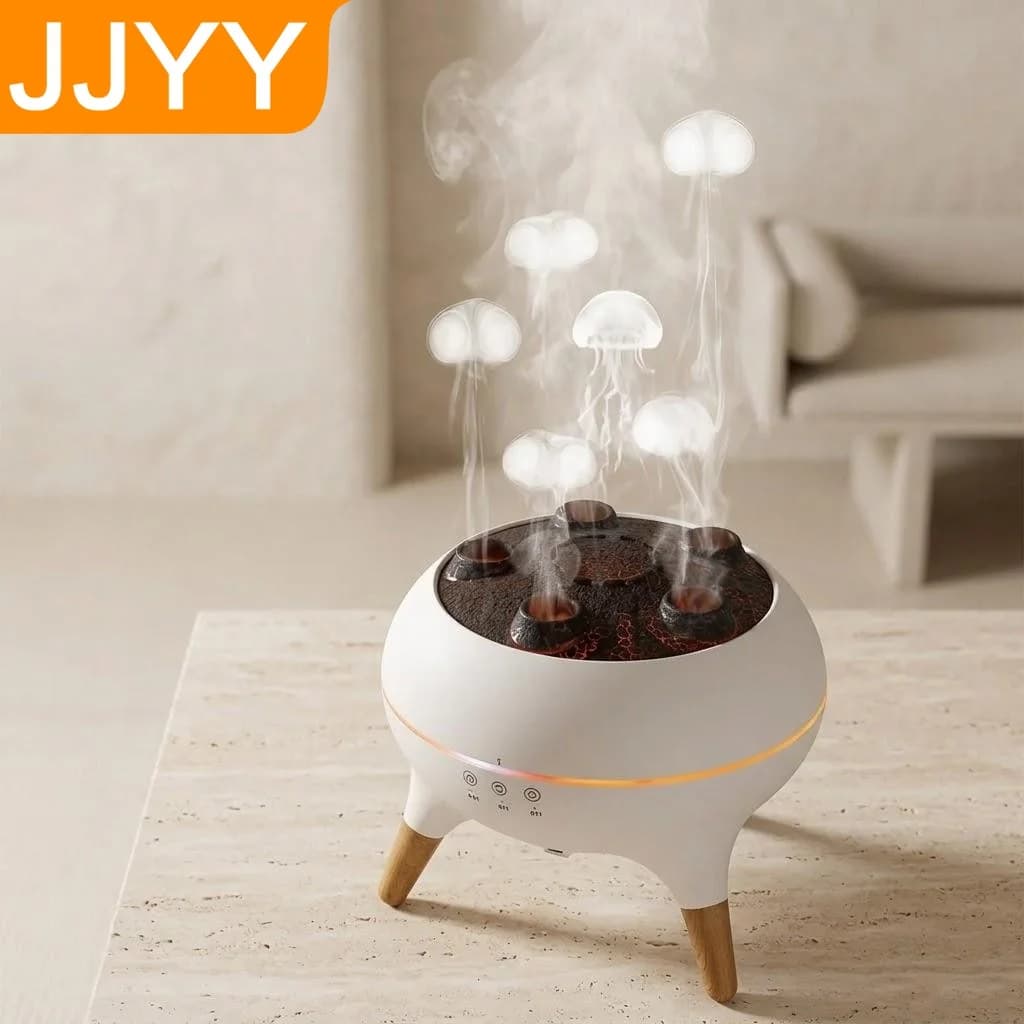 Umidificatore a Forma di Medusa, Diffusore di Aromi Silenzioso 28dB, 7 Luci Colorate, Spegnimento Automatico per Camera da Letto e Arredamento Casa