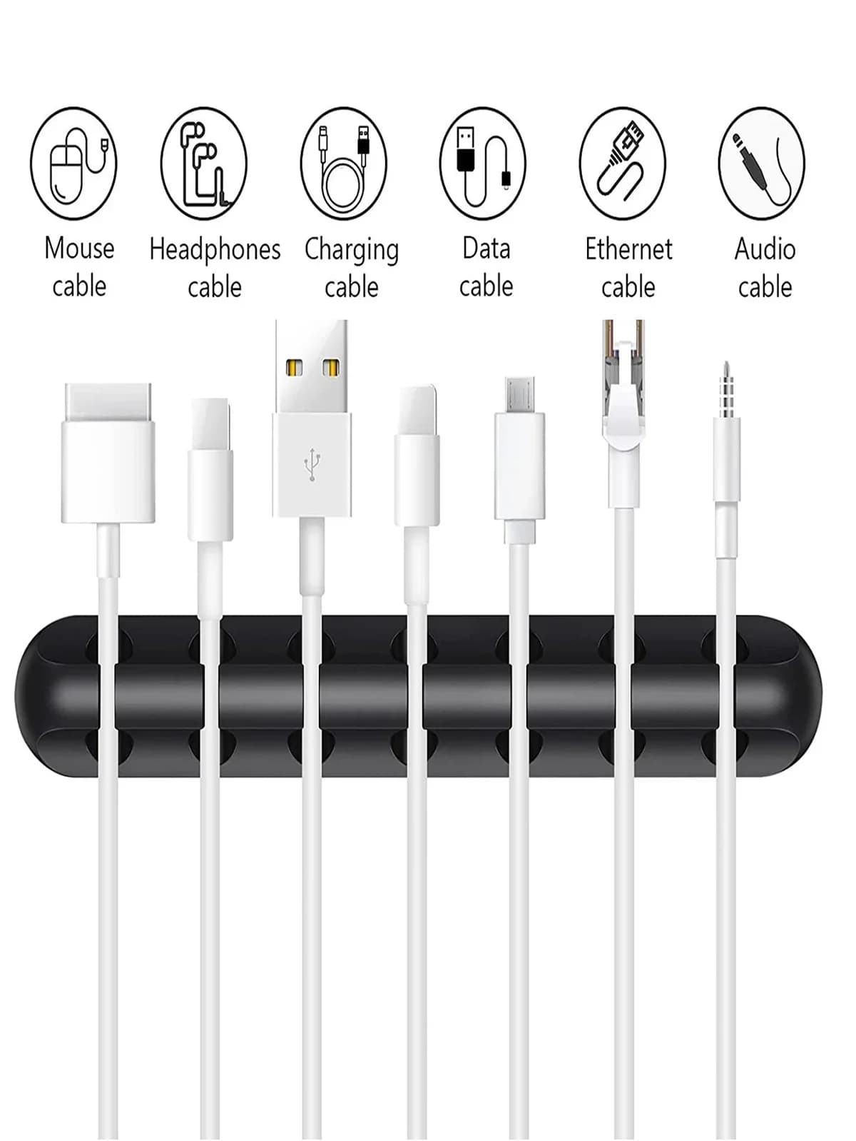 Organizzatore di cavi in silicone, clip autoadesive per la gestione dei cavi USB, per mouse, tastiera, cuffie, per iPhone, Huawei