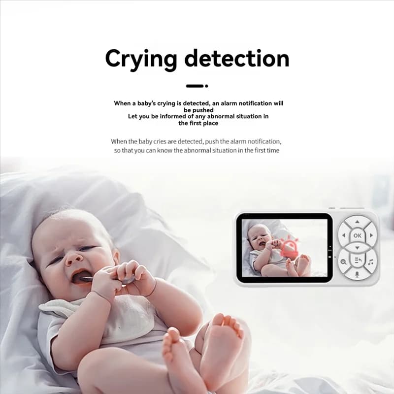 A32T-Rilevazione della temperatura Baby monitor con luce notturna RGB da 3,5" con visione notturna, citofono vocale, telecamera di sicurezza per baby sitter