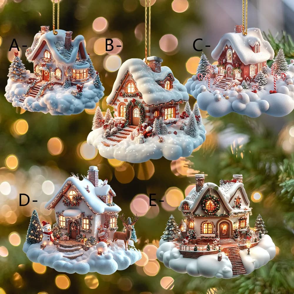 Set da 5 pezzi di portachiavi in acrilico natalizio setoso con ciondolo per vigilia di Natale, albero di Natale, regalo di carnevale, decorazione per la casa fai da te