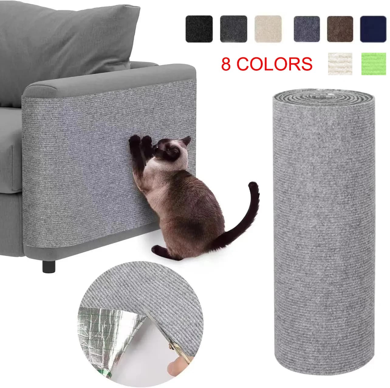 Self-adhesive scratching mat for cats, cuttable, scratch-resistant carpet for cats, wall-angle scratching mat, scratch-resistant DIY protection for sofa and furniture