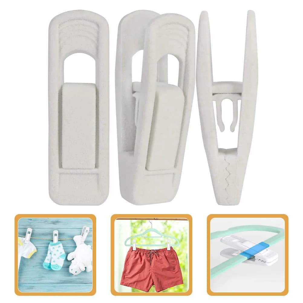 10 Pezzi Clip Appendiabiti Neri Floccati con Presa Sicura per Pantaloni e Gonne, Salvaspazio, Organizzatore per Armadio, Uso Domestico