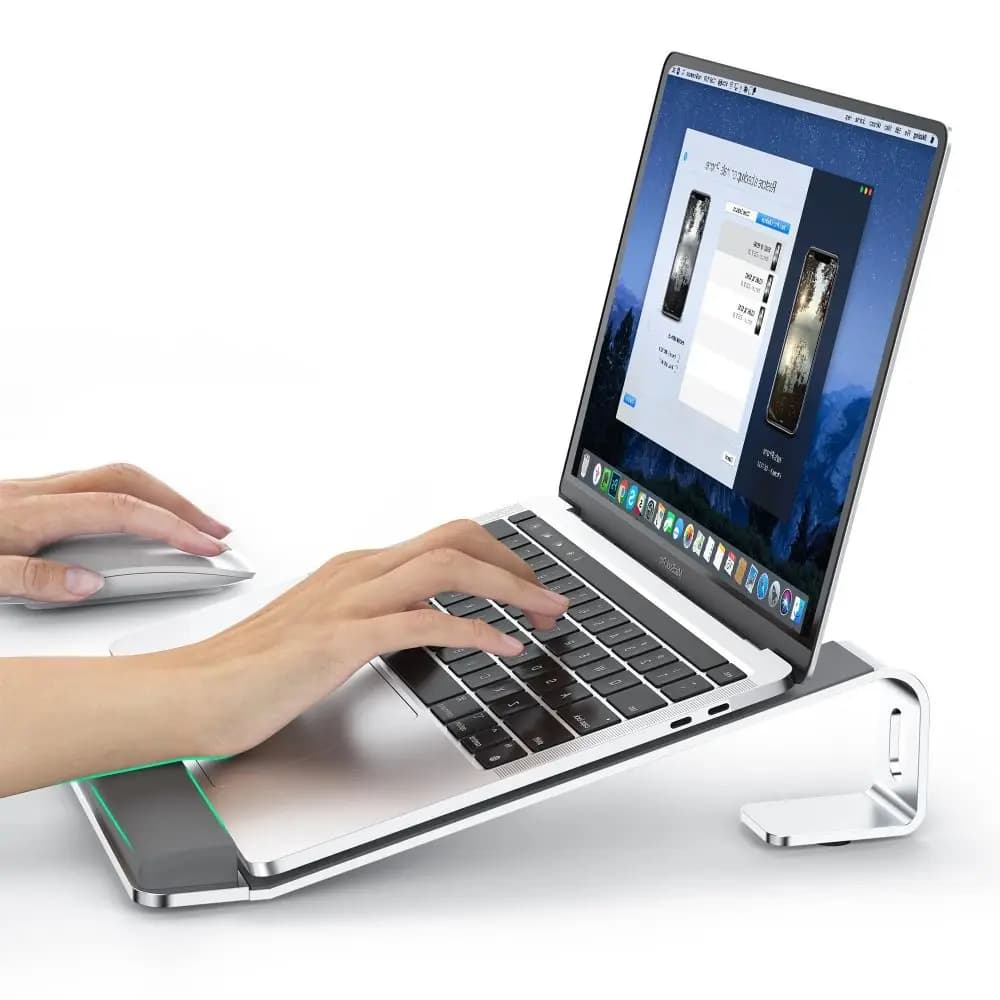 Supporto professionale per laptop in acrilico trasparente con supporto per il polso, supporto ergonomico antiscivolo per tablet per digitare/leggere