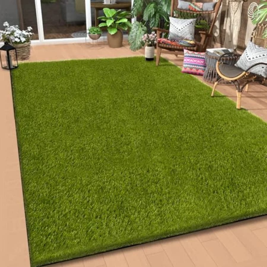 SucceBuy Artificial turf turf green 1,38/1.57" Fake door pad Outdoor patio lawn decoration Easy to clean with drainage holes