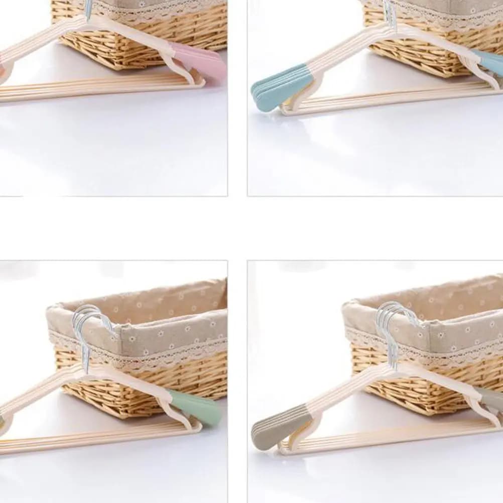 10Pcs Trackless Hangers Non-Slip Plastic Clothes Hangers Ergonomic Wrinkle-Free Design for Coats Trousers Shirts Home Use Blue