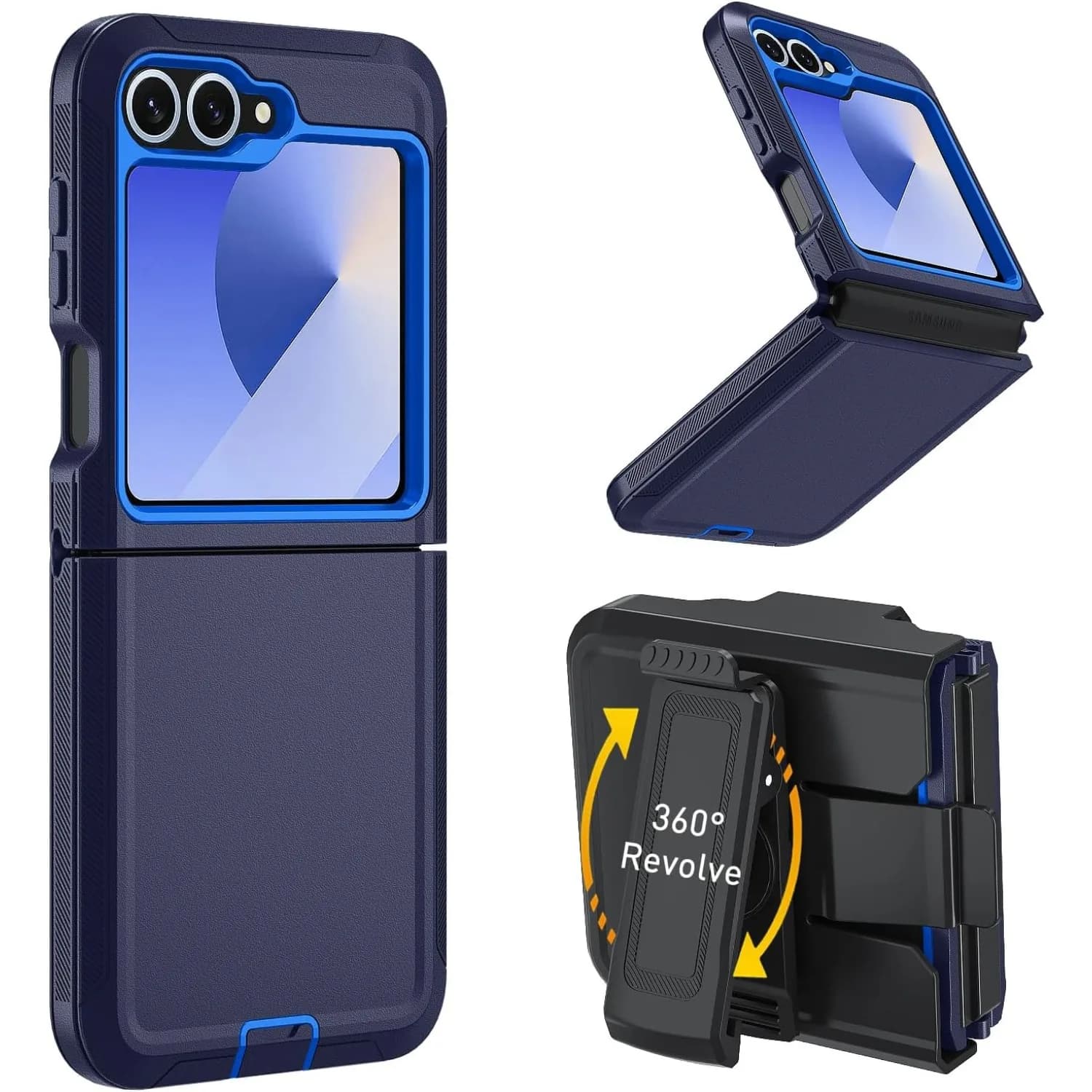 Custodia Robusta di Grado Militare per Samsung Galaxy Z Flip 7 FE 6 5 4, Antiurto, Opaca, con Clip da Cintura