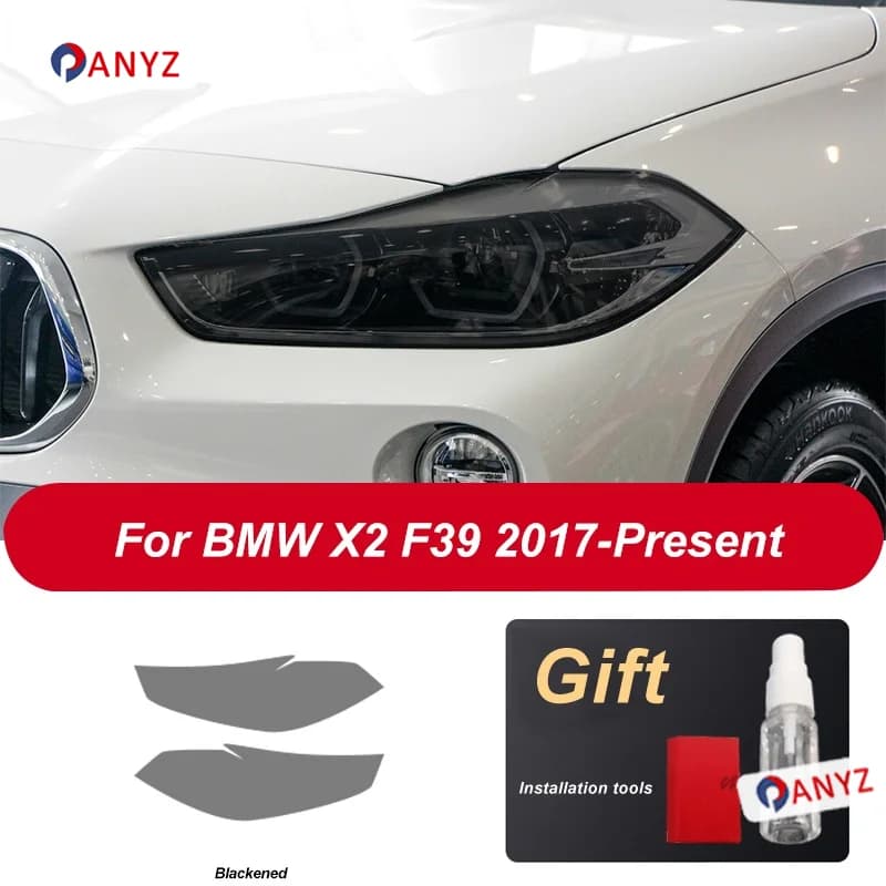 2 Pcs Auto Faro Pellicola Protettiva Faro Trasparente Nero TPU Adesivo di Riparazione Per BMW X2 F39 2017-Presente Accessori