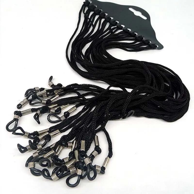 12 pezzi/set cordino in nylon nero porta occhiali da sole occhiali da sole cinturino per collo