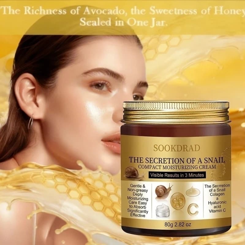 Crema Idratante Compatta con Secrezione di Lumaca, Collagene + Acido Ialuronico, Idratazione Profonda, Viso e Corpo, Unisex, 80g, Per Tutti i Tipi di Pelle, Cura Quotidiana Mattutina