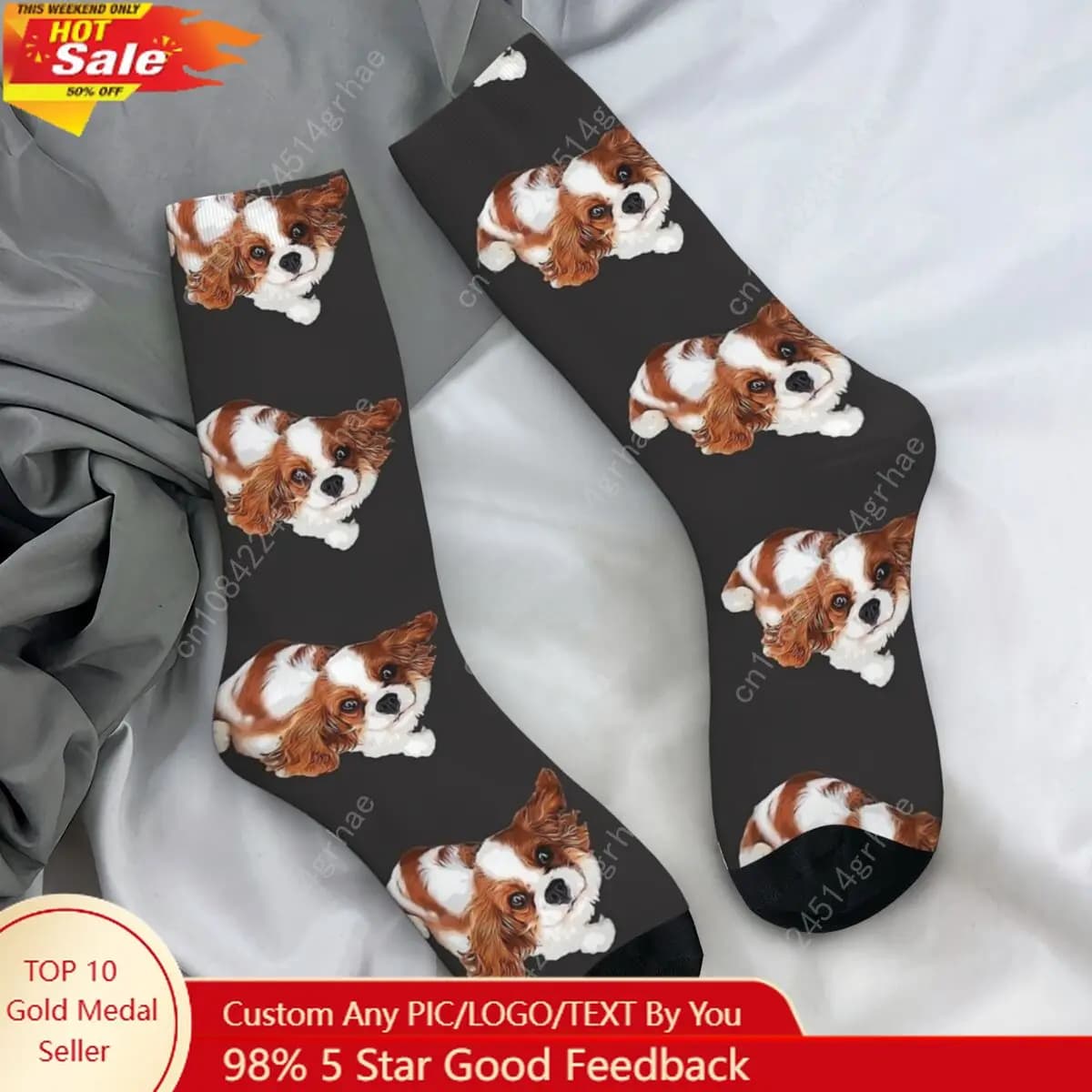 Cavalier King Charles Spaniel Looking Up Calzini Cute Dog Fashion Calze Autunno Anti Sudore Calzini da uomo unisex Calzini medi morbidi