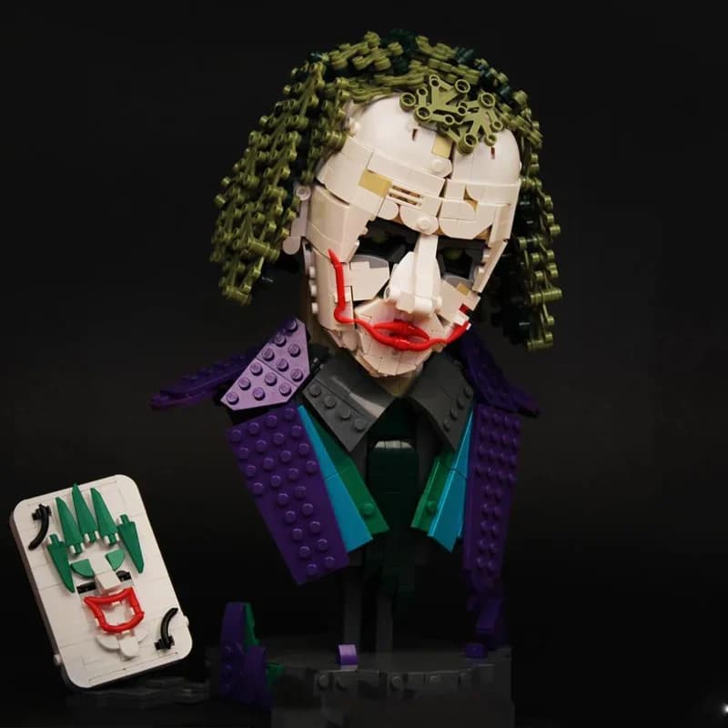 1091 pz Moc Famoso Film Supervillain Personaggio Joker Heath Ledger Busto Building Blocks Mostra Modello s Puzzle Giocattolo Presente