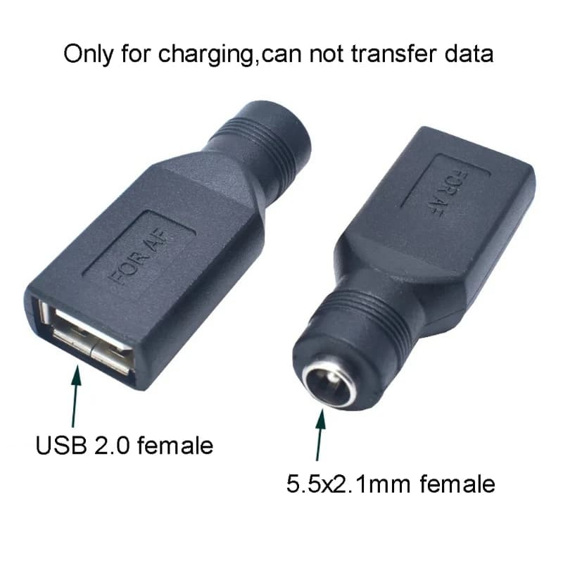 Spina adattatore CA-CC DC femmina a USB femmina DC 5,5 * 2,1 mm Spina convertitore di alimentazione Convertitore adattatore di ricarica Spina USB