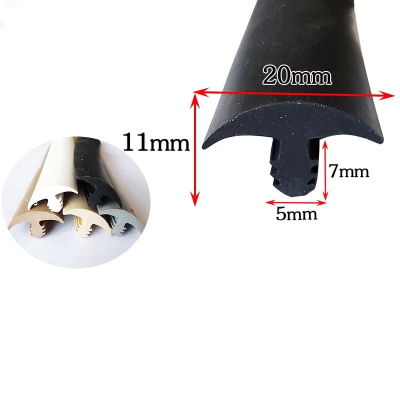 Striscia a T in gomma Vetro Metallo Pannello in legno Scudo per bordi Guarnizioni per auto Copertura per cavo solare 20mm x 11mm Grigio Nero Bianco Beige Cachi