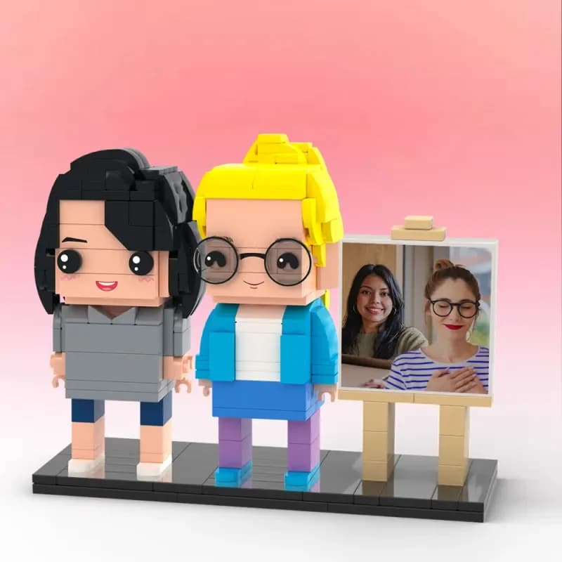 Granuli Foto Corpo intero Personalizzabile Cornice per 2 persone I miei mattoncini personalizzati Piccoli blocchi di particelle Regali per le sorelle