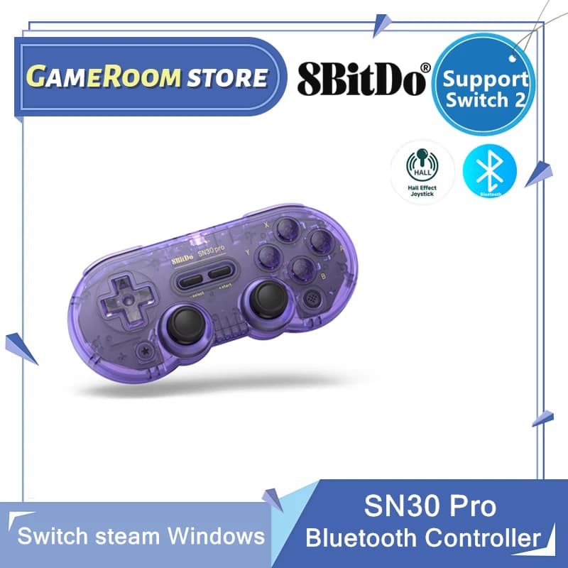Bluetooth 8Bitdo SN30 Pro gamepad controller with joystick Hall effect for Nintend Switch 2MacOS PC Android SteamoS Raspberry Pi
