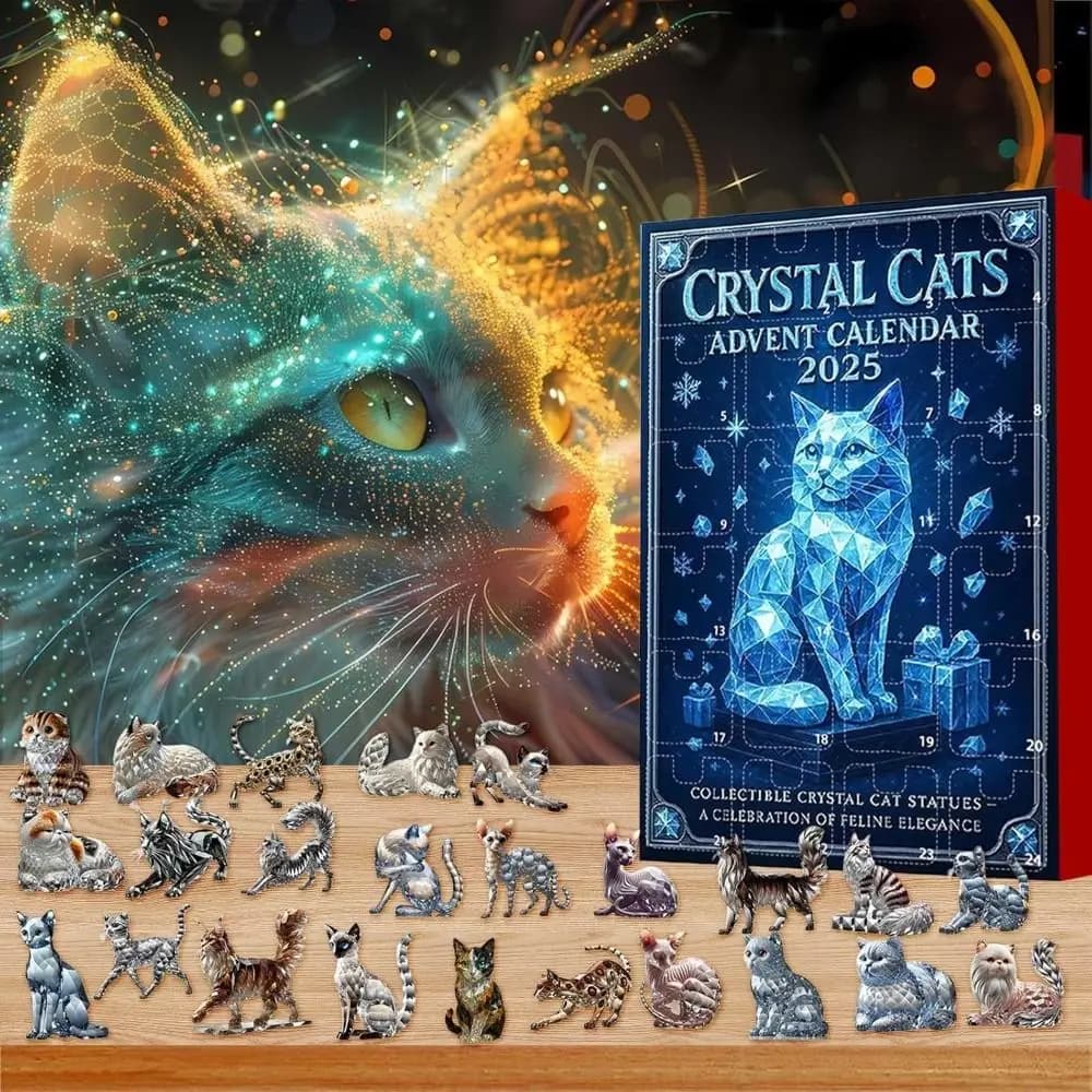 con mini figure di gattini Gatto di cristallo Calendario dell'Avvento di Natale Ornamento per albero di Natale Ciondolo appeso Decorazione per albero di Natale