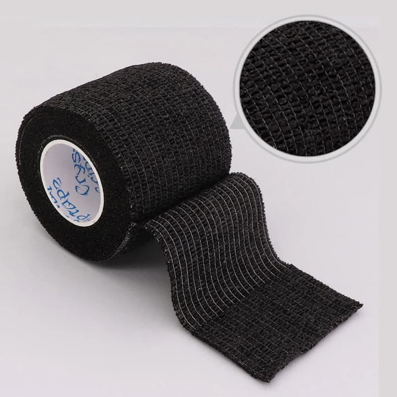 Benda Elastica Adesiva Nera Colorata 4,5m, Nastro Sportivo per Supporto Ginocchio, Dita, Caviglia, Palmo, Polso, Tatuaggi Animali Domestici