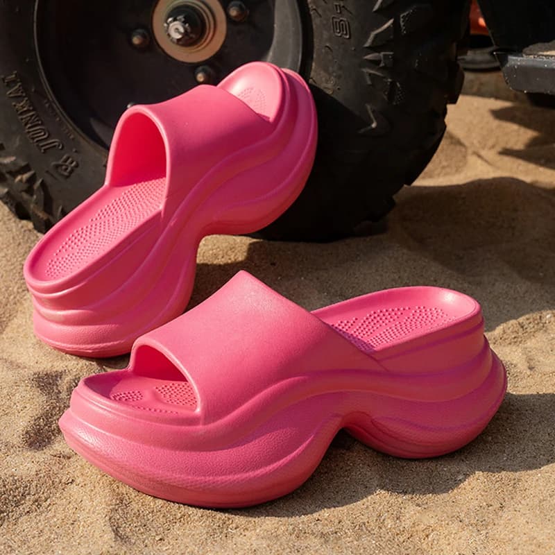 Ciabatte con plateau spesso da donna Outdoor Rose 2026, sandali da spiaggia alla moda con suola spessa, antiscivolo, estivi, con rialzo