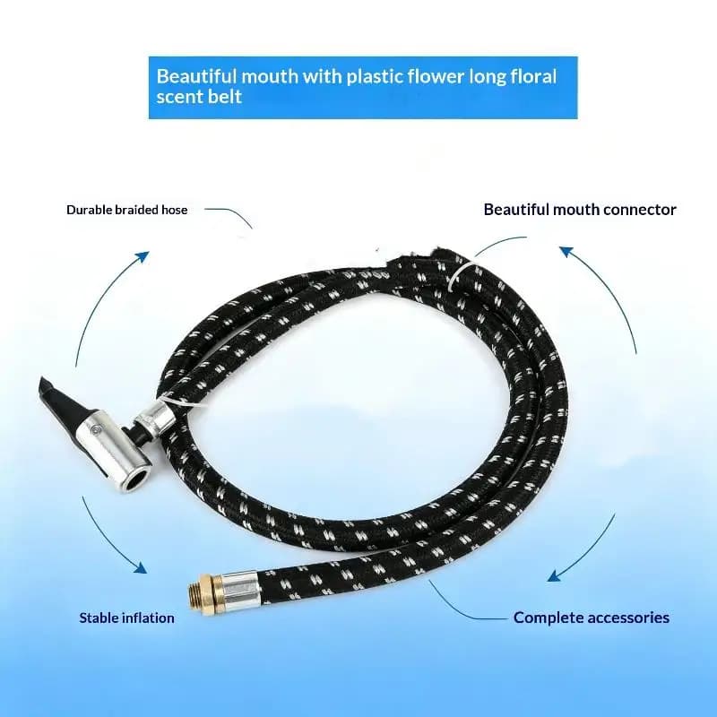 Bike Pump Replacement Hose Dual Valve Head High Pressure Nylon Braided Pipe for Commuter Student Bikes Daily Inflation Repair